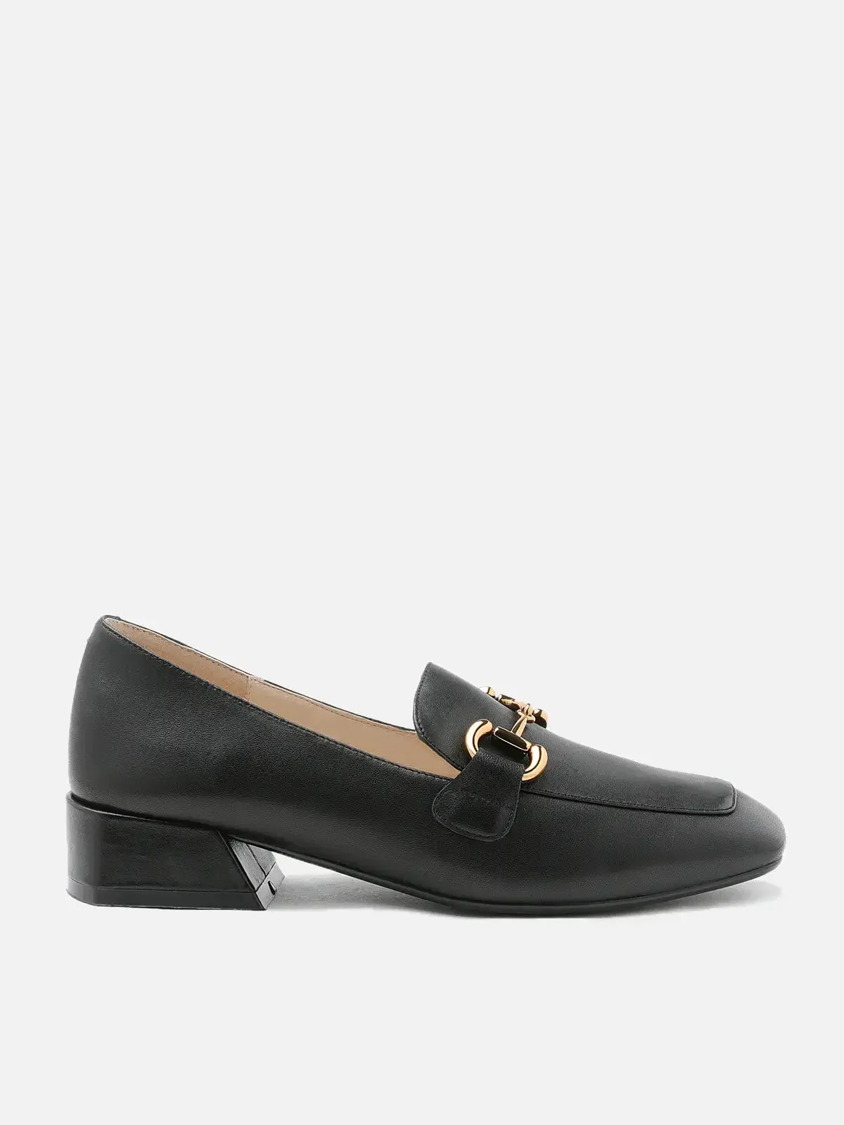 Arwen Classic Metal Buckle Leather Loafers
