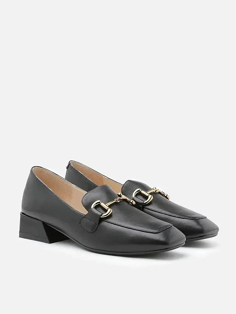 Arwen Classic Metal Buckle Leather Loafers