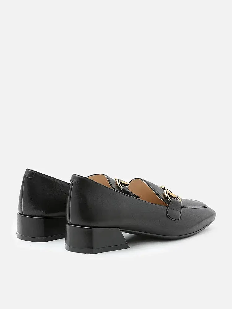 Arwen Classic Metal Buckle Leather Loafers