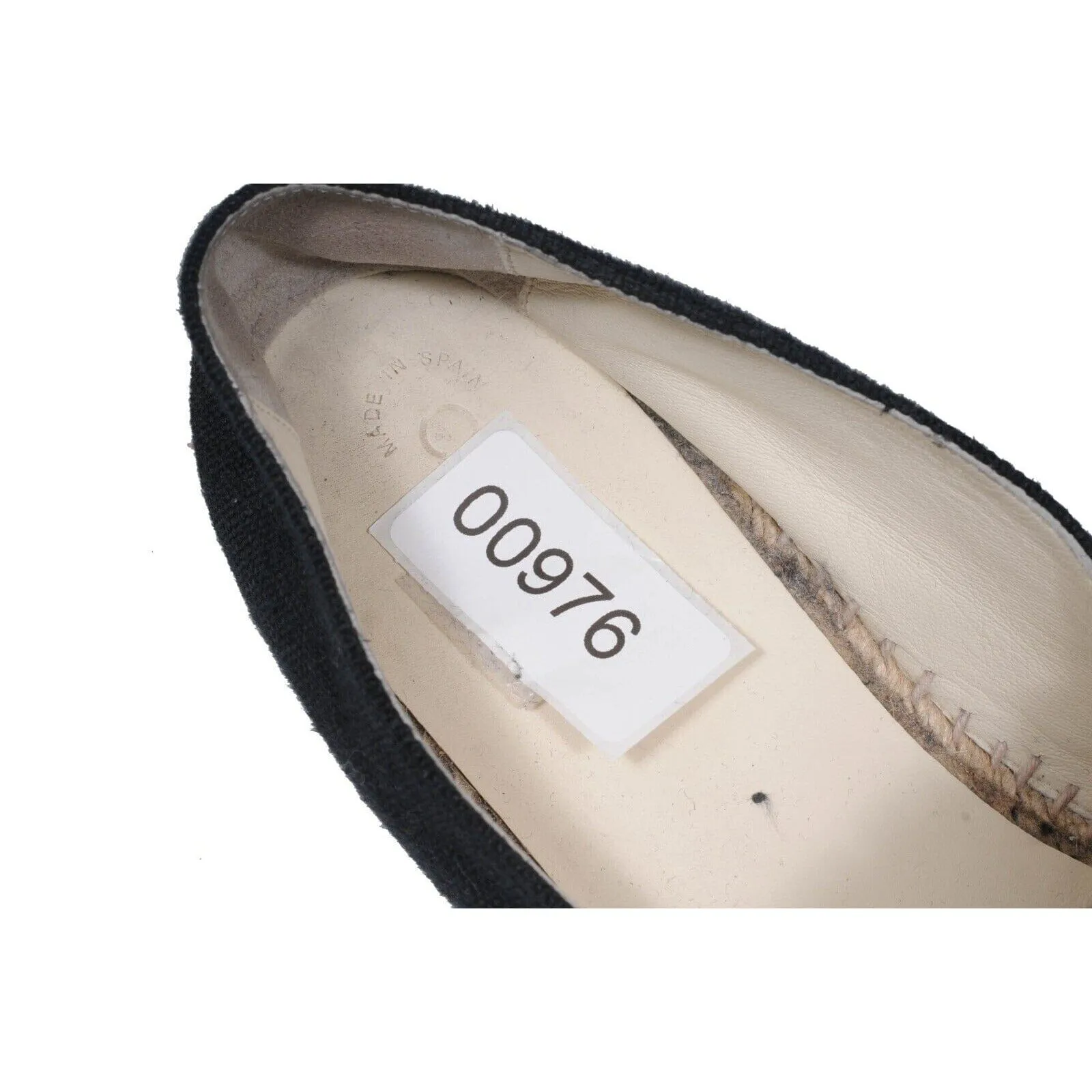 Black Denim Canvas Slip On CC Logo Espadrilles