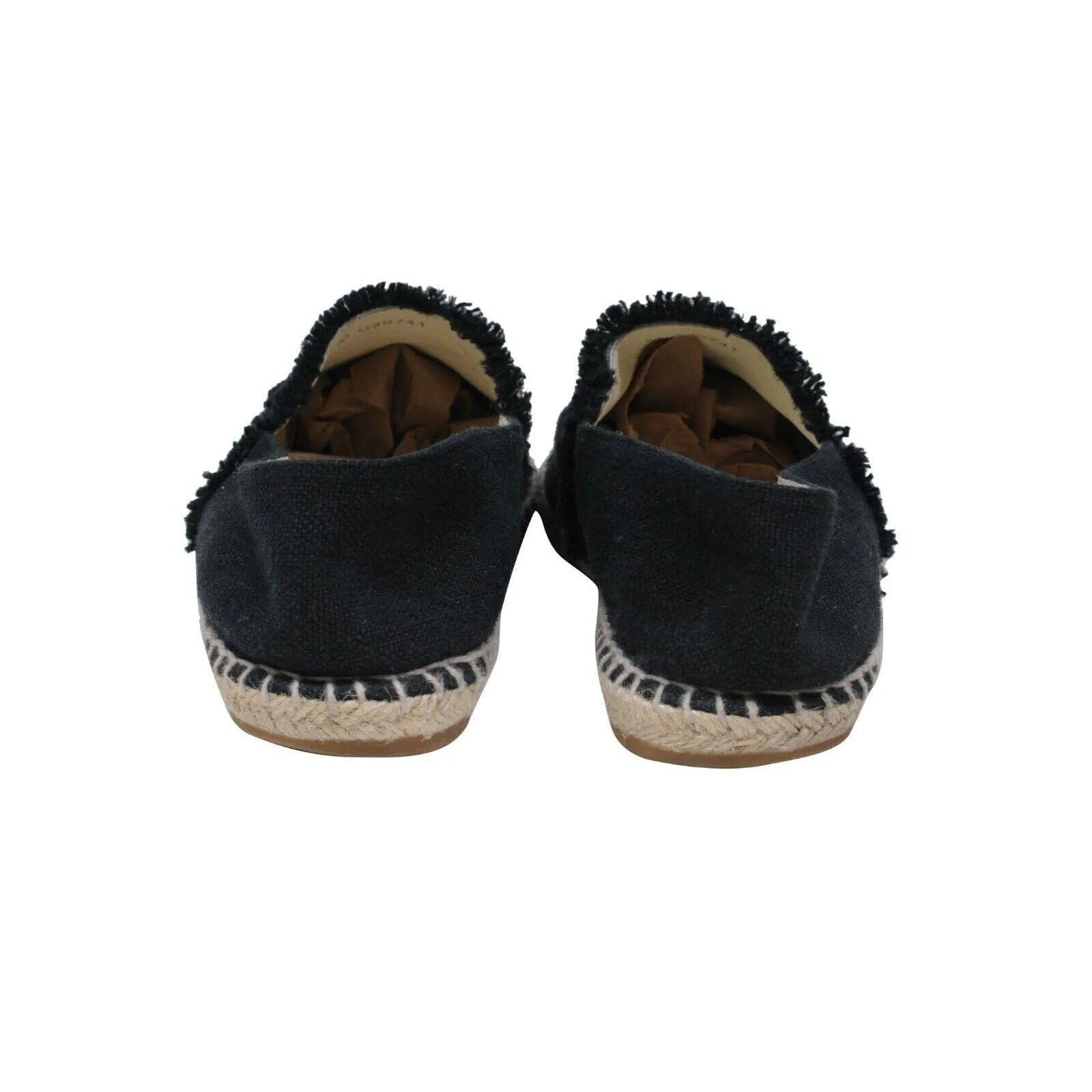 Black Denim Canvas Slip On CC Logo Espadrilles