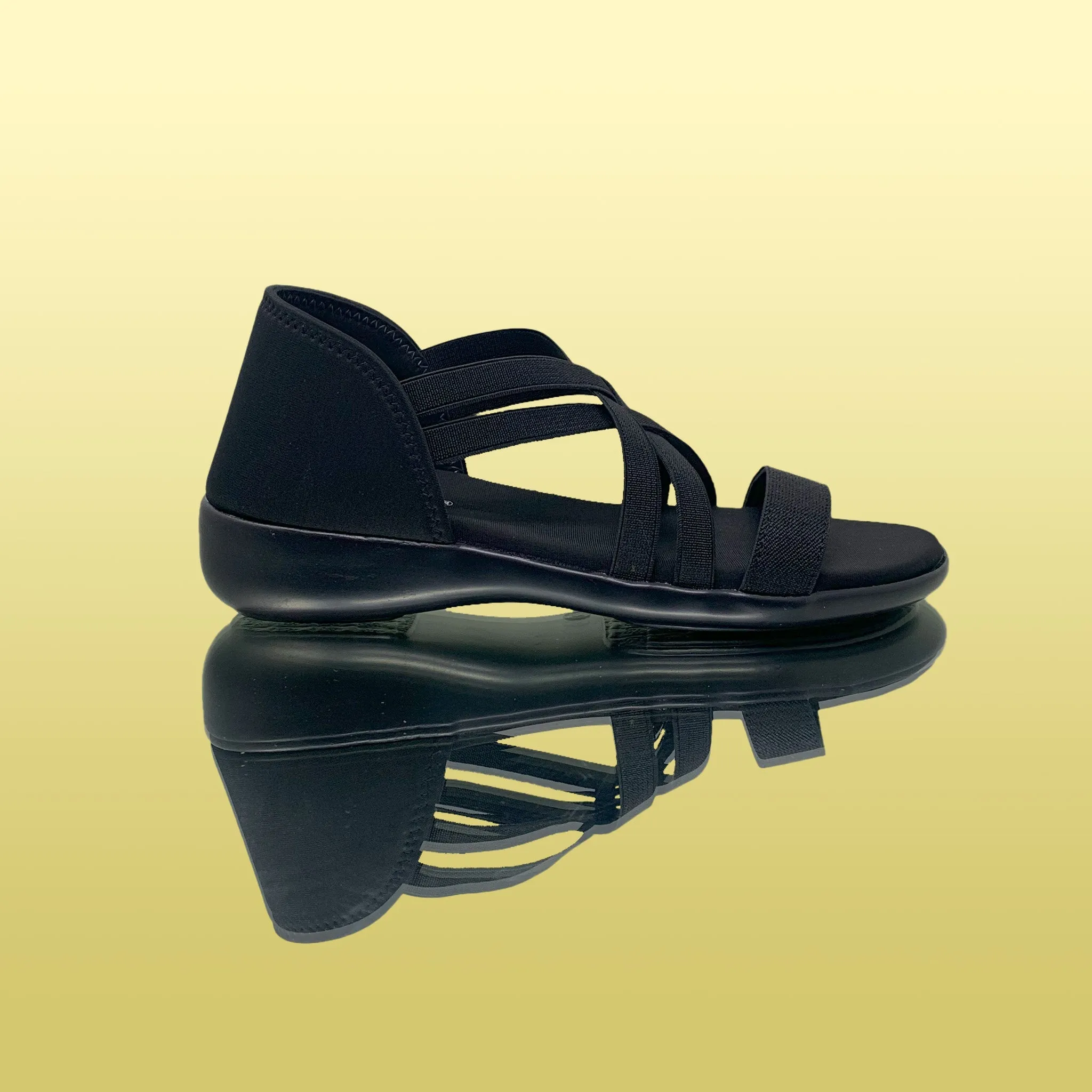 Black Mesh Cross-Strap Sandals