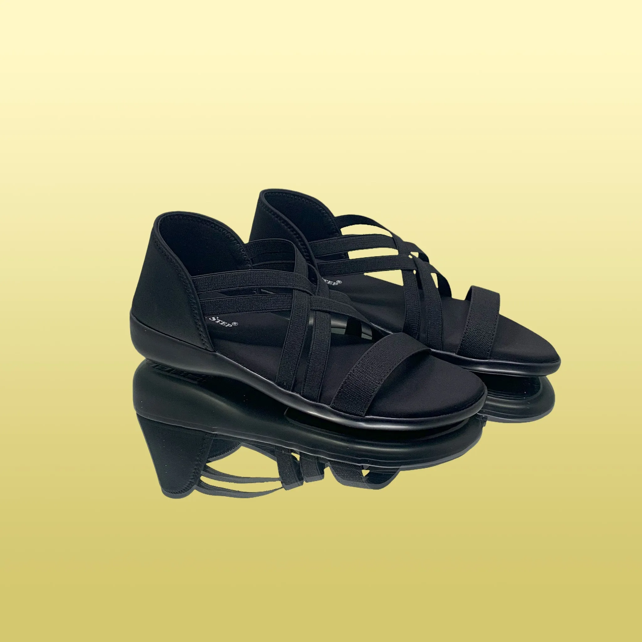 Black Mesh Cross-Strap Sandals