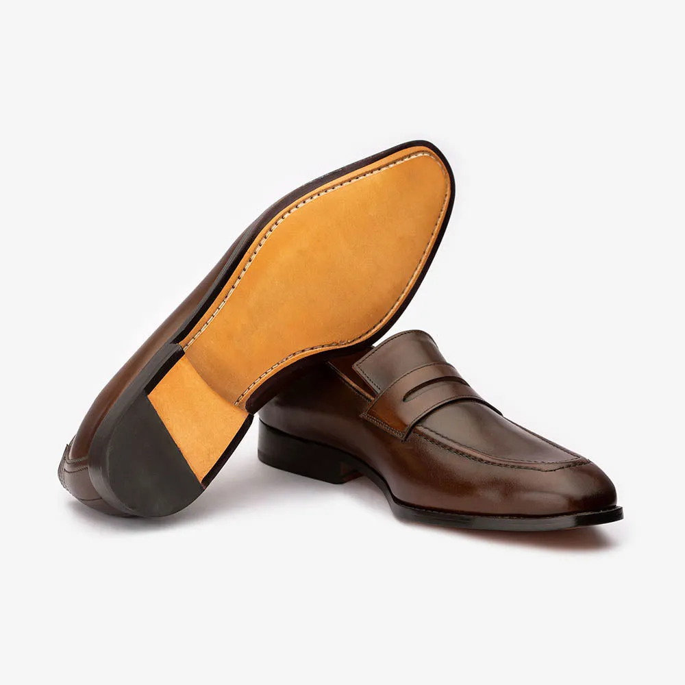 Brown Square Toe Classic Penny Loafers