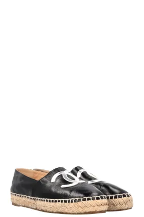 CHANEL CC Espadrilles Leather Black