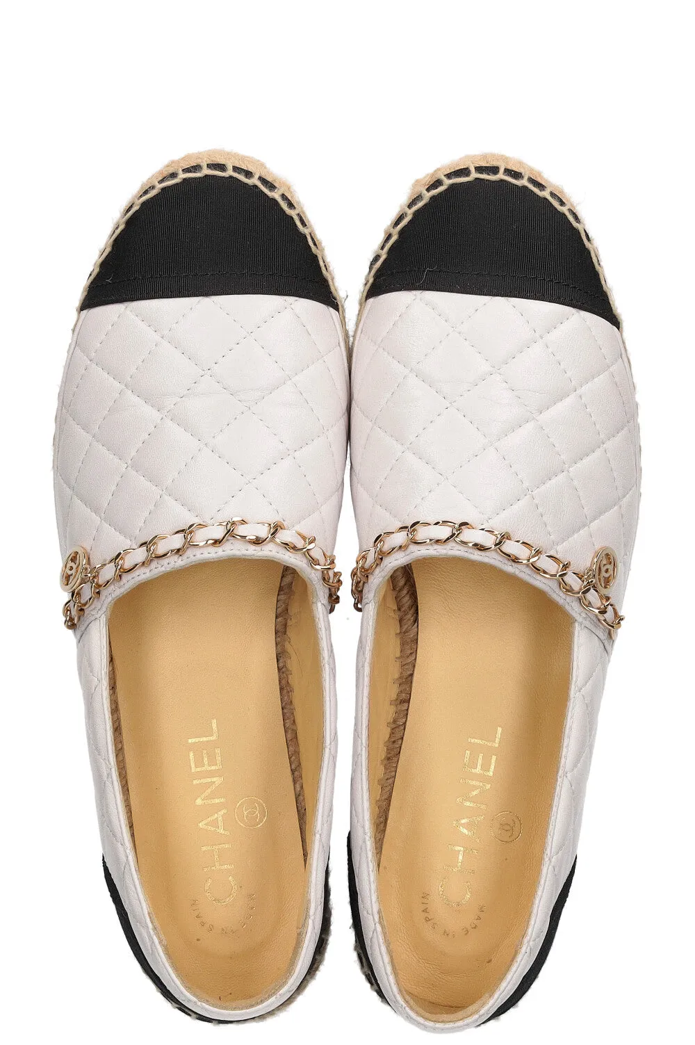 CHANEL Chain Espadrilles White