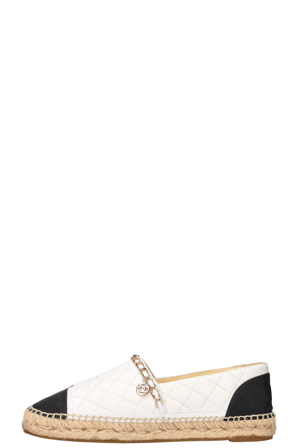 CHANEL Chain Espadrilles White