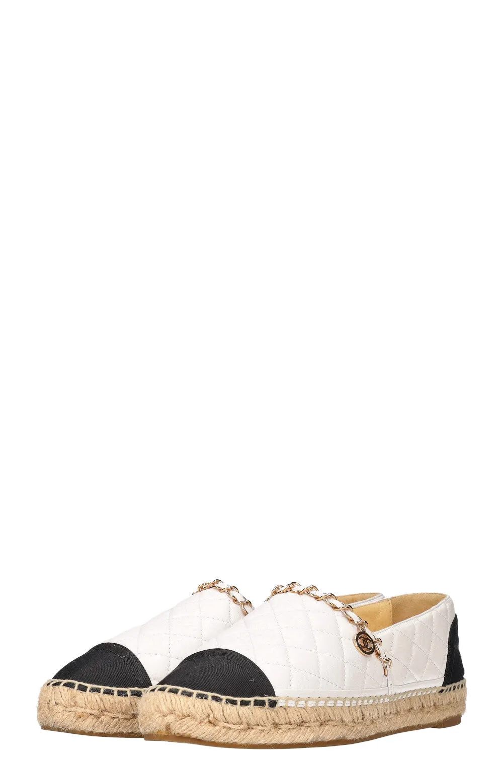 CHANEL Chain Espadrilles White