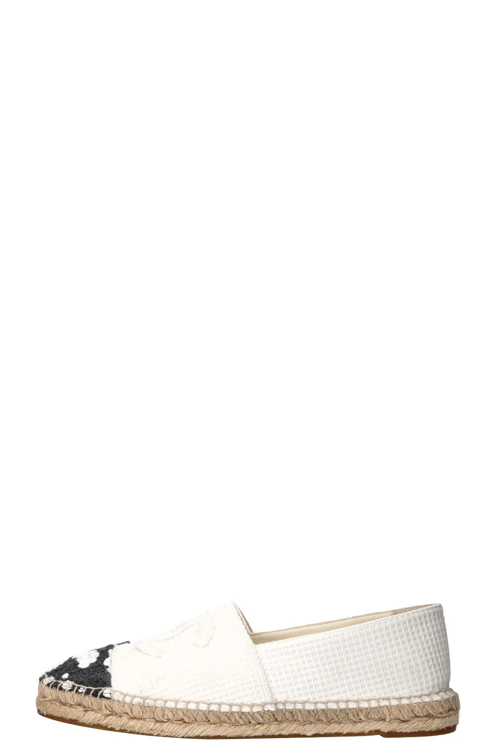 CHANEL Espadrille Flats Black and White