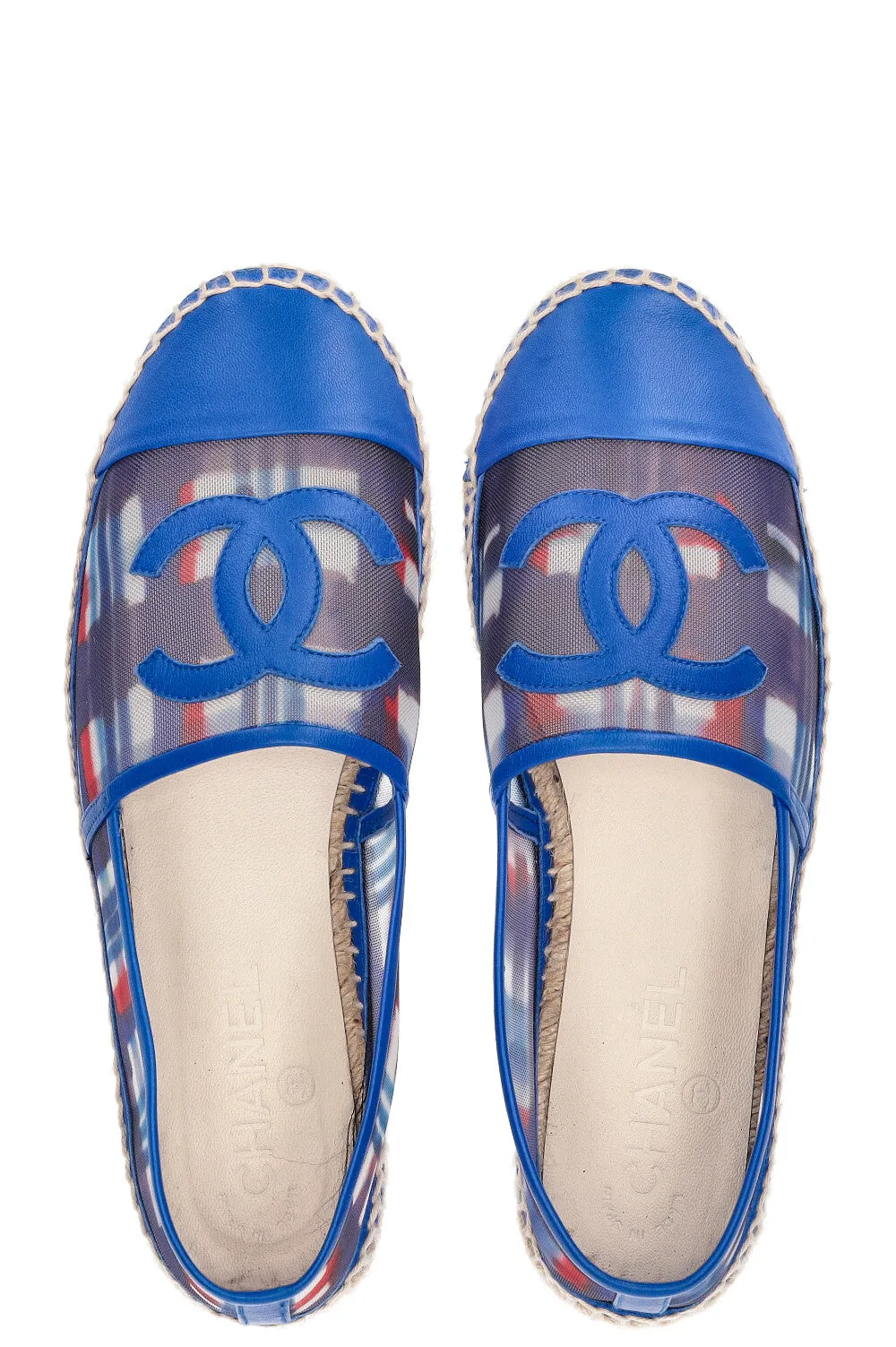 CHANEL Espadrilles Mesh Red Blue