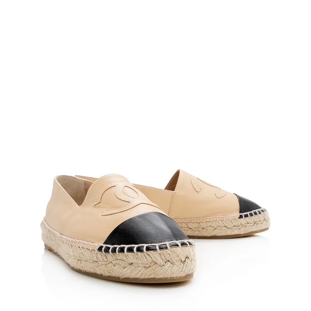 Chanel Lambskin CC Espadrilles - Size 8 / 38 (SHF-21335)