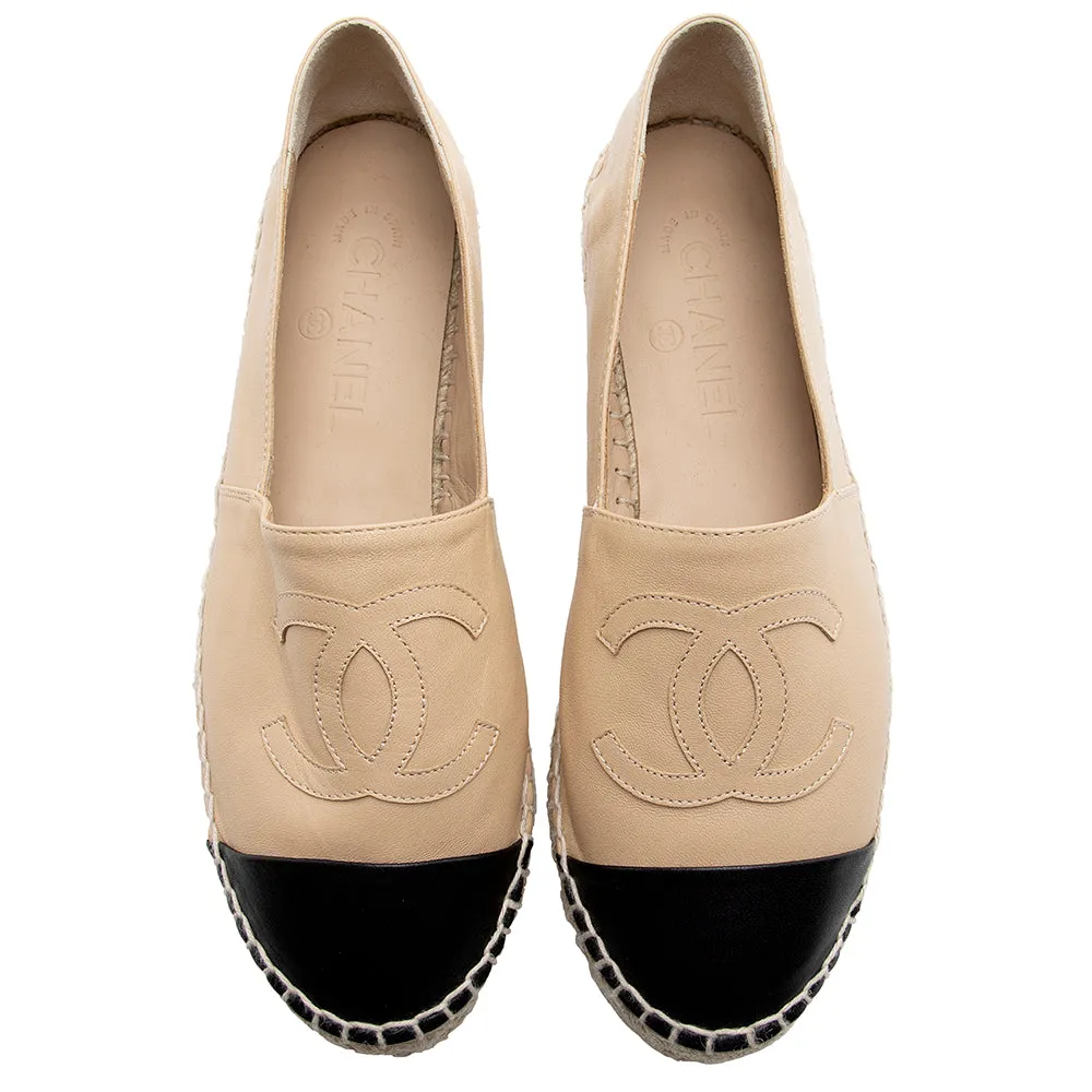 Chanel Lambskin CC Espadrilles - Size 8 / 38 (SHF-21335)