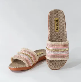 COMFY SLIDES WITH BOHO BEAD DETAILS ON STRAP