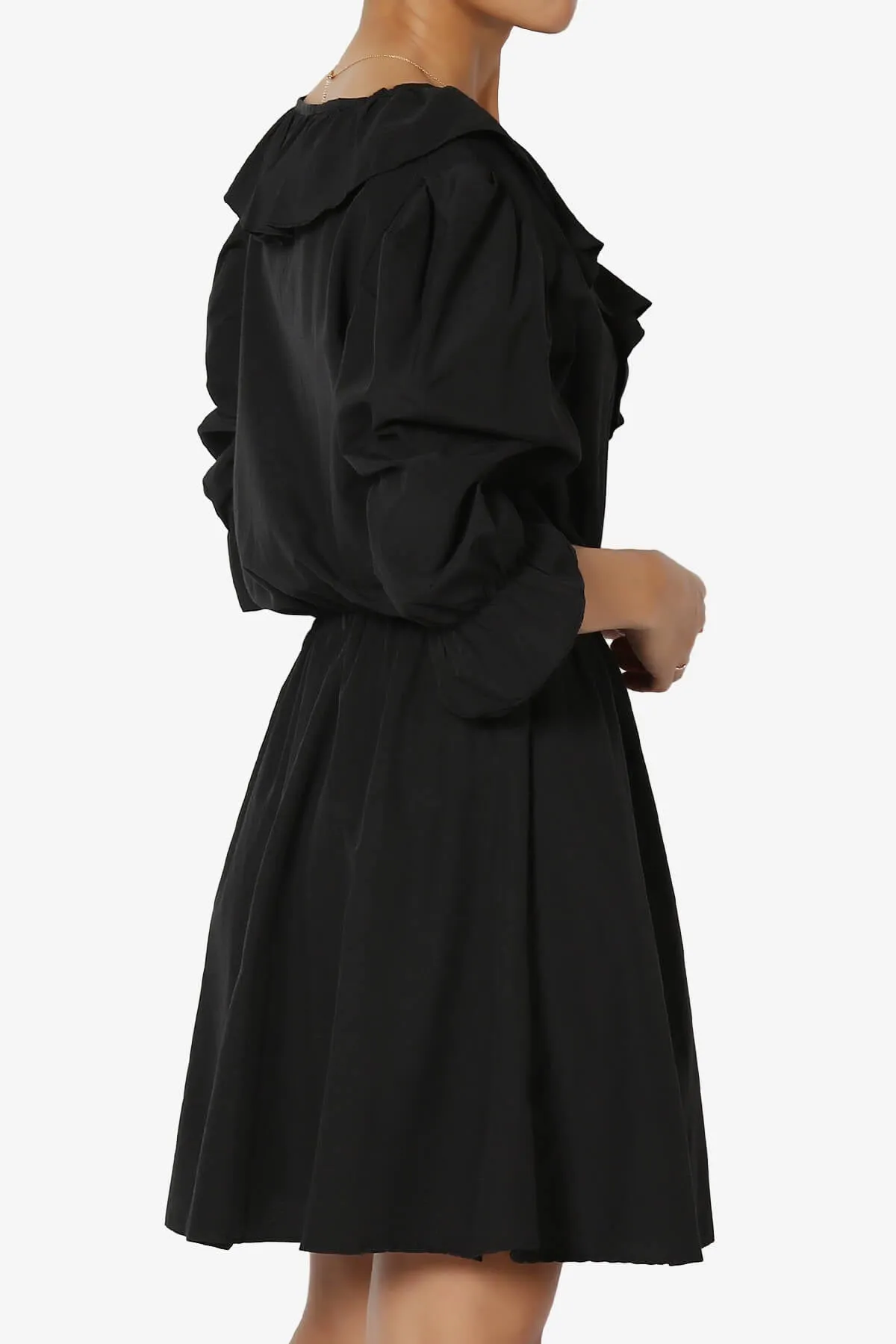 Corenne Ruffle Collar Puff Sleeve Dress