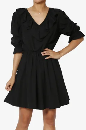 Corenne Ruffle Collar Puff Sleeve Dress
