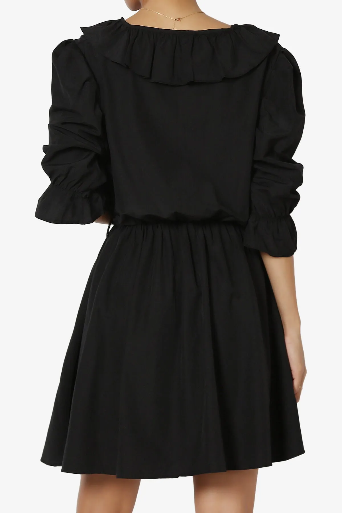 Corenne Ruffle Collar Puff Sleeve Dress