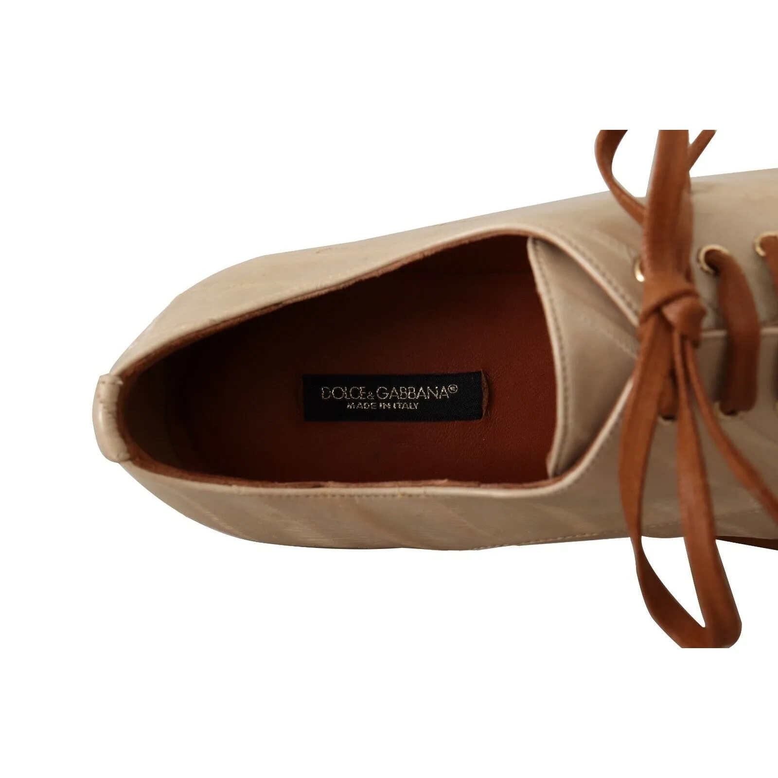 Dolce & Gabbana Elegant Beige Eel Leather Formal Flats