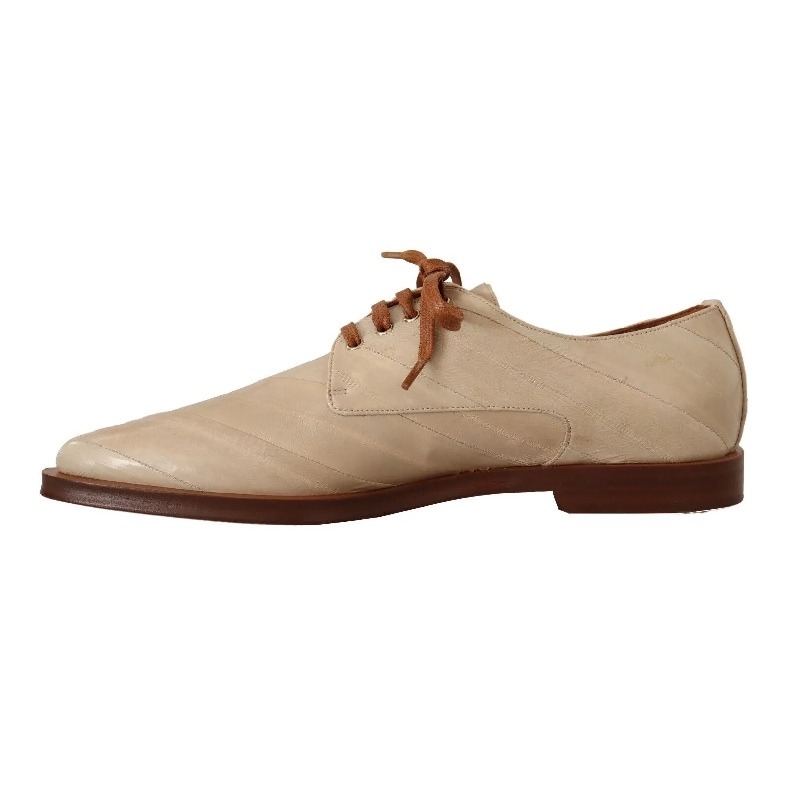 Dolce & Gabbana Elegant Beige Eel Leather Formal Flats