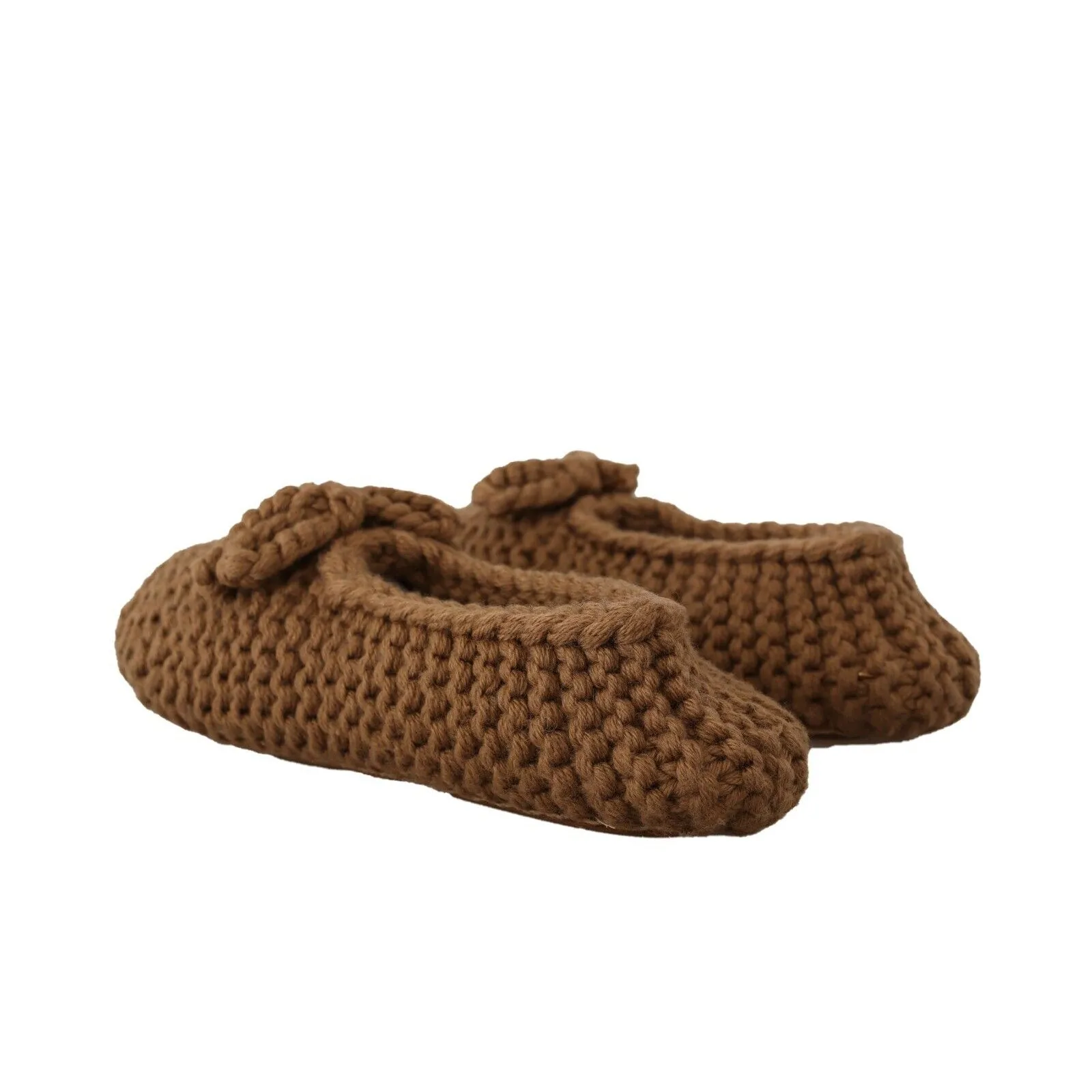 Dolce & Gabbana Elegant Wool Knit Ballerina Flats in Brown