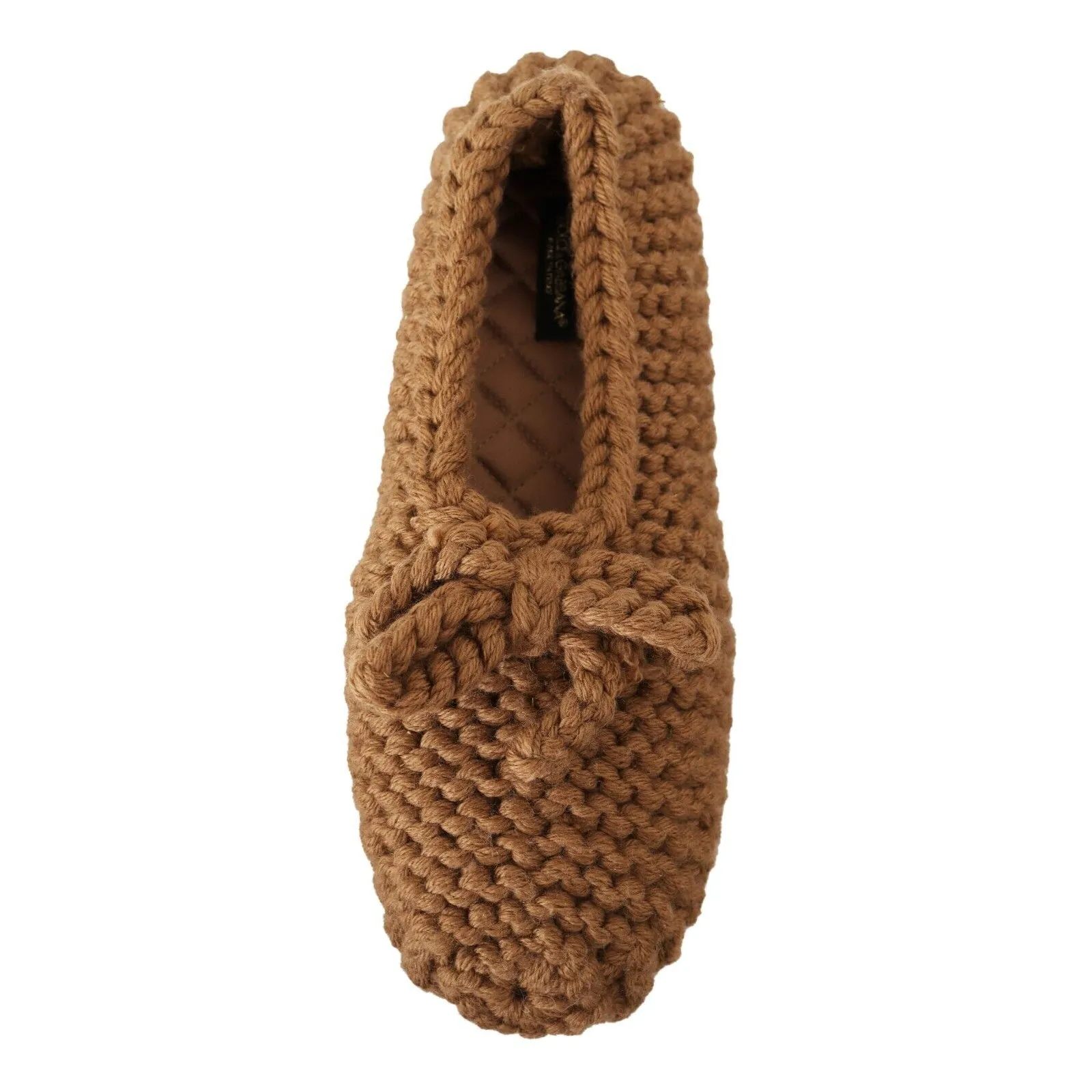 Dolce & Gabbana Elegant Wool Knit Ballerina Flats in Brown