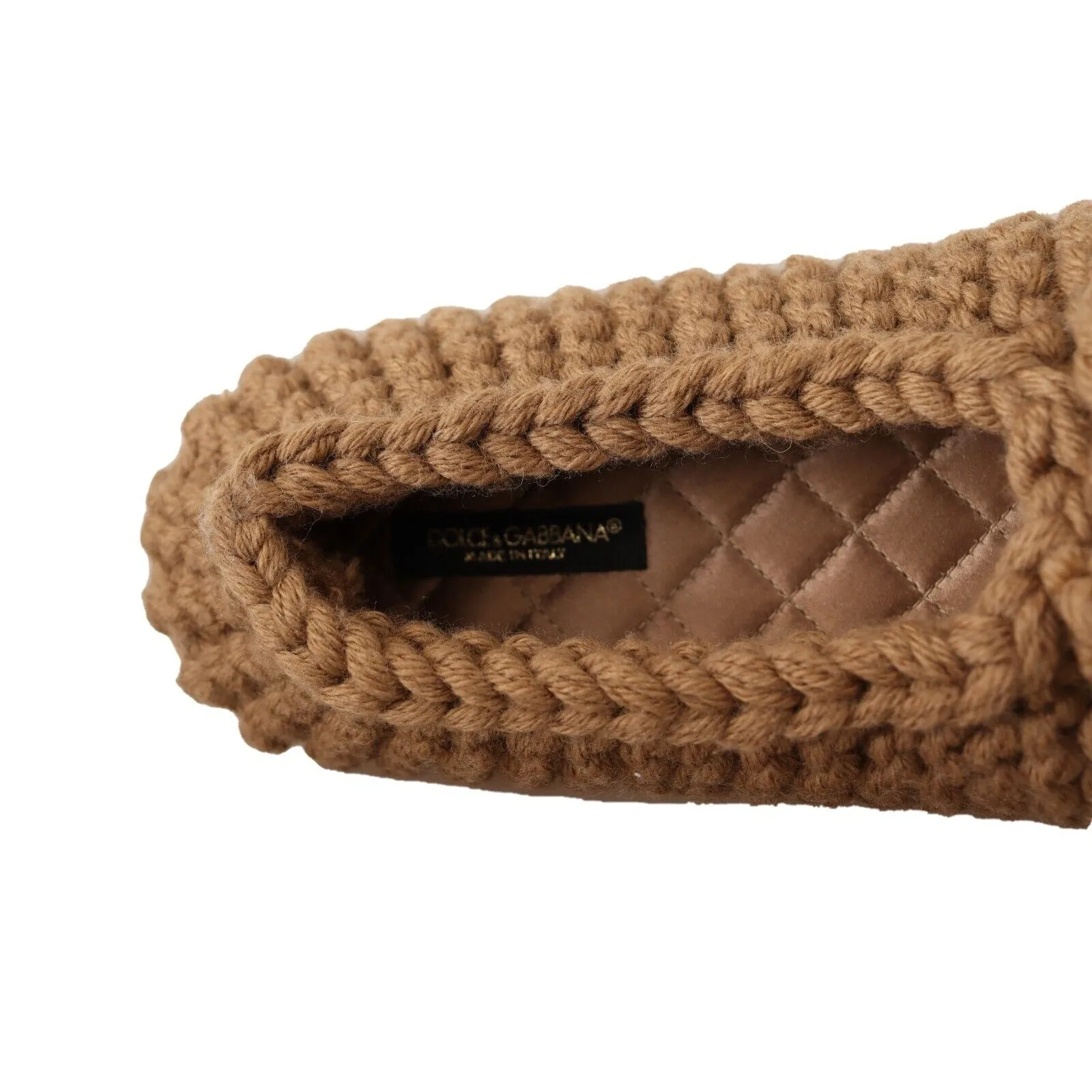 Dolce & Gabbana Elegant Wool Knit Ballerina Flats in Brown