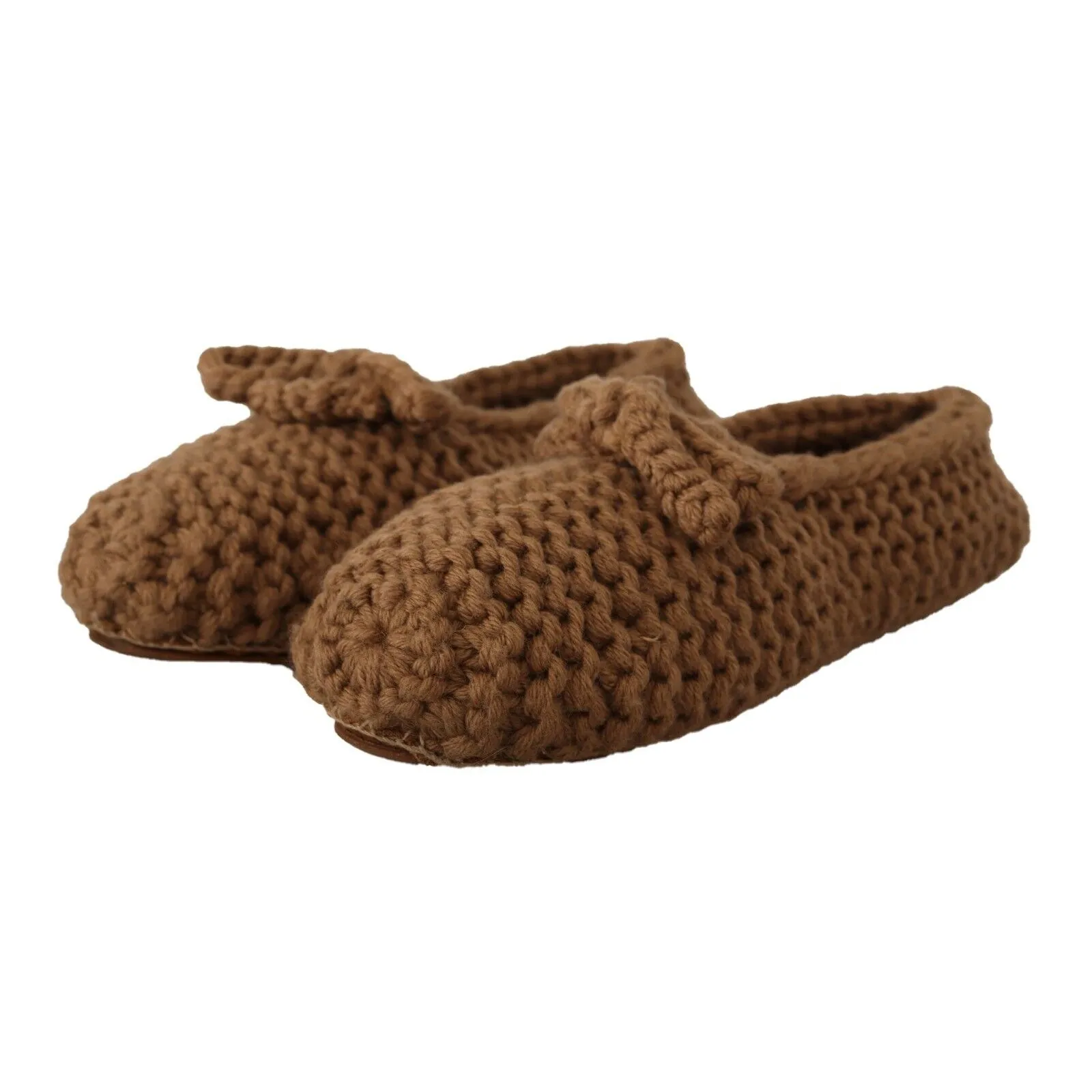 Dolce & Gabbana Elegant Wool Knit Ballerina Flats in Brown