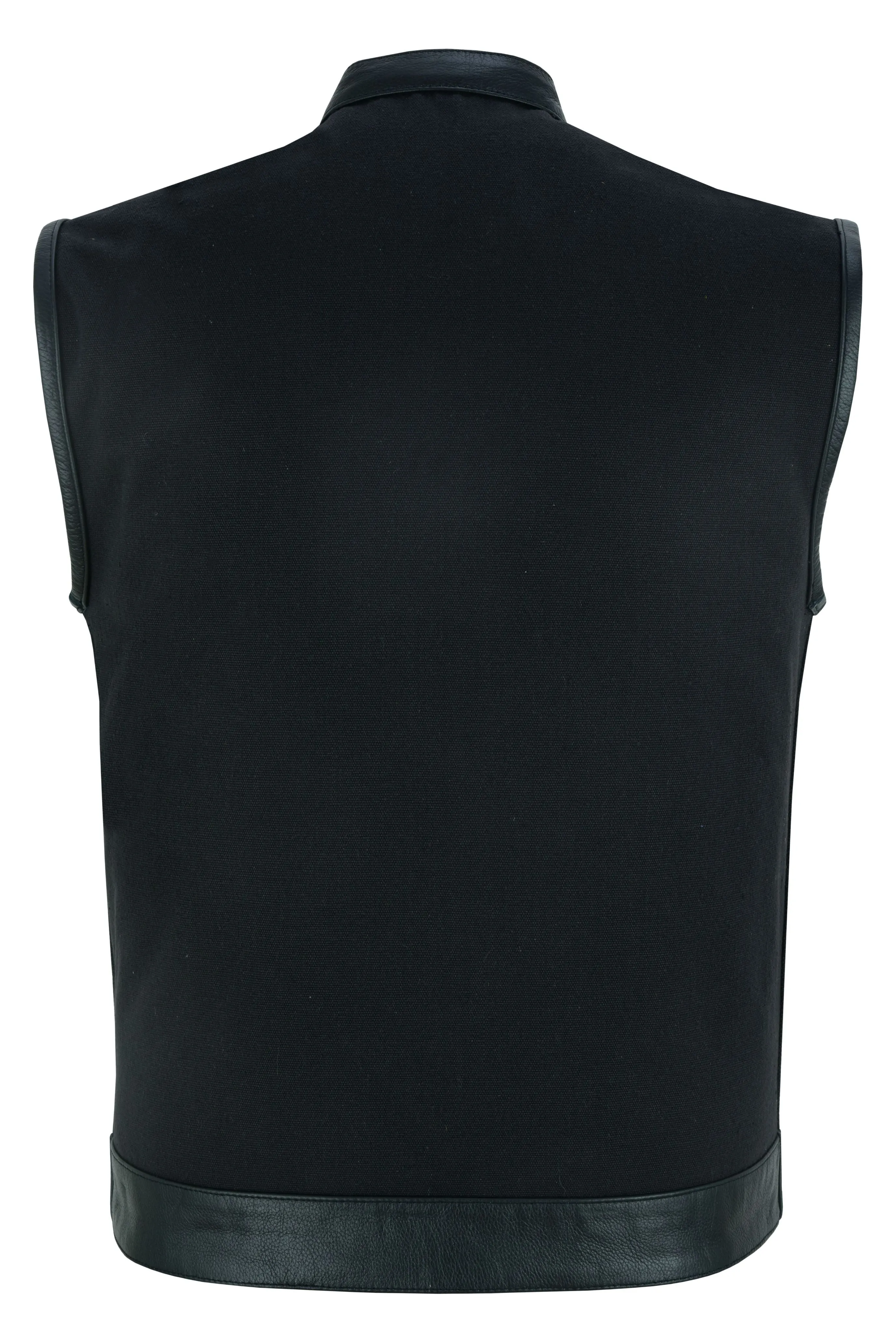 DS Canvas Material Single Back Panel Concealment Vest W/Leather Tr