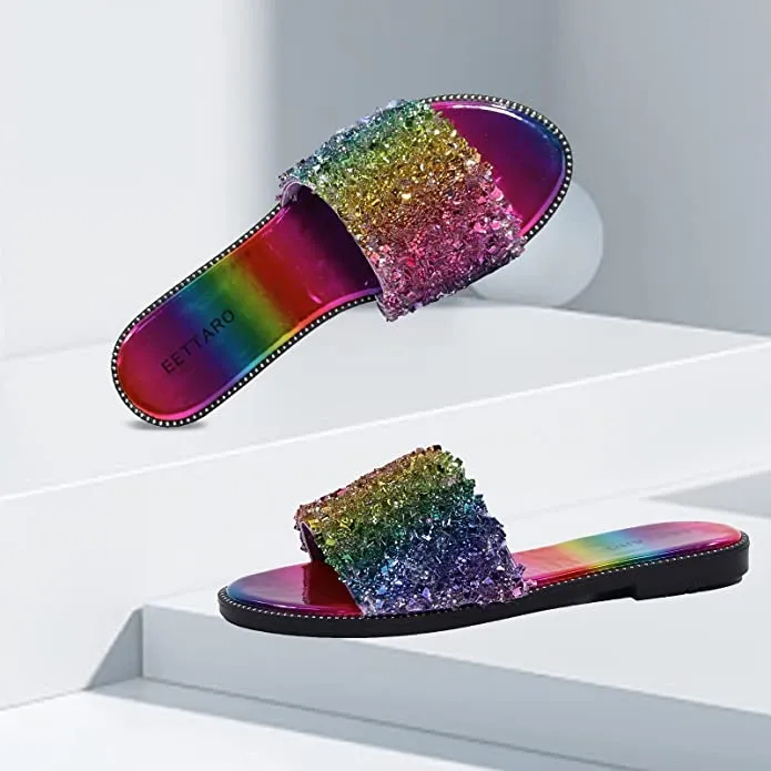 Encrusted Black Sparkle Fashion Sandals