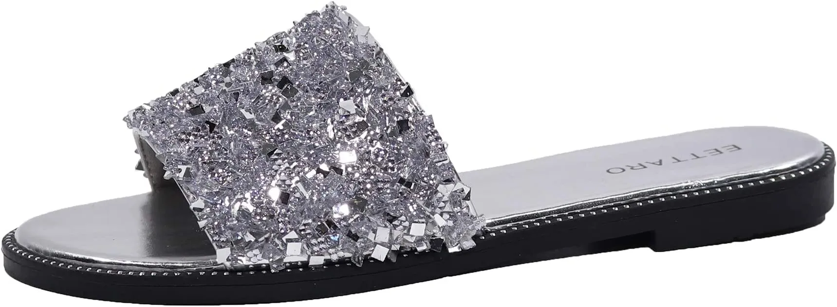 Encrusted Black Sparkle Fashion Sandals