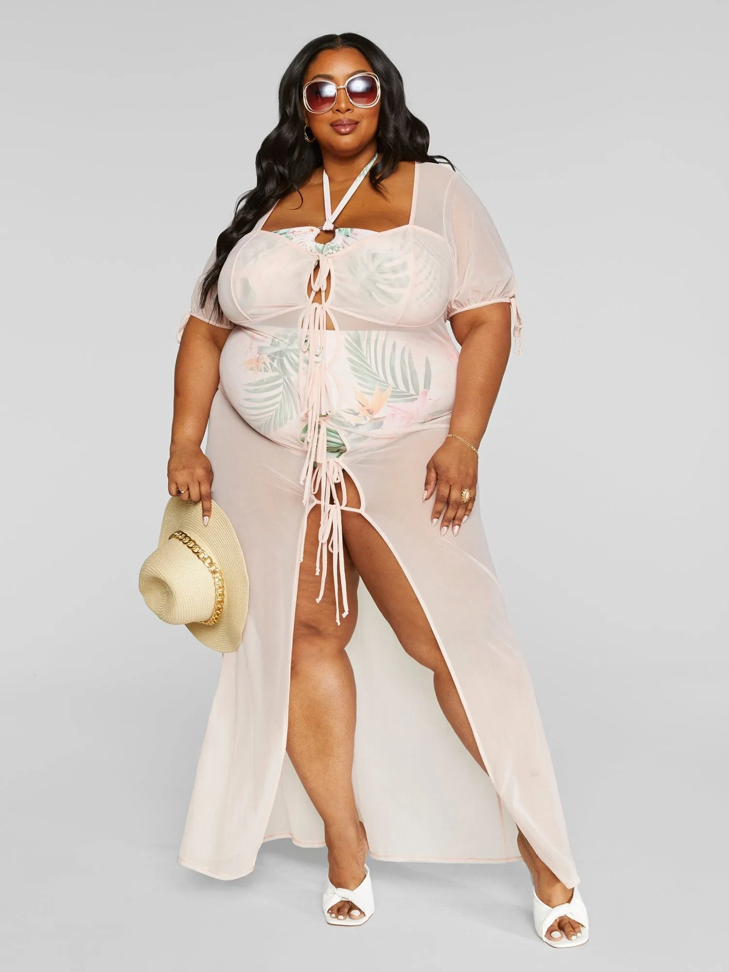 Fashion To Figure - Leni Mesh Tie Front Cover-up