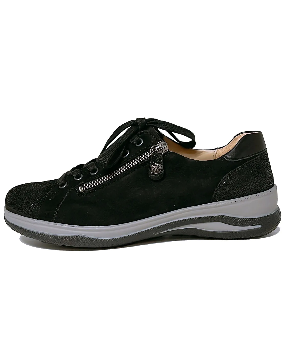 FIDELIO 386103 HALEY LACE ZIP SHOE - BLACK CIRCUIT SUEDE