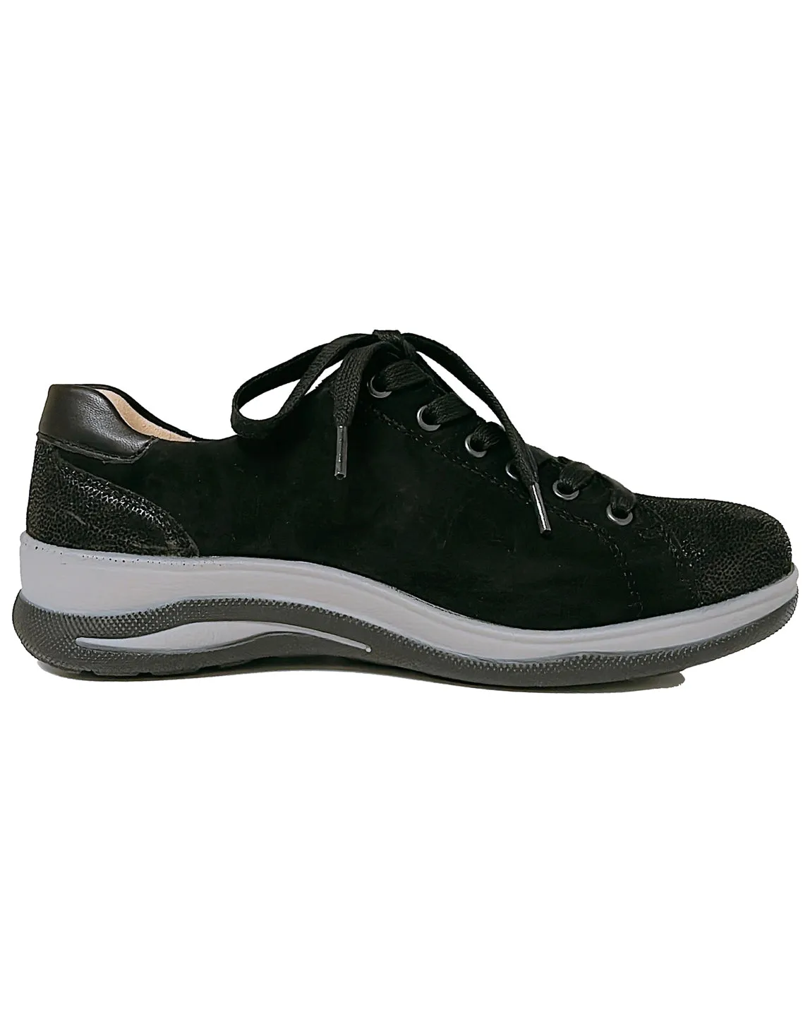 FIDELIO 386103 HALEY LACE ZIP SHOE - BLACK CIRCUIT SUEDE