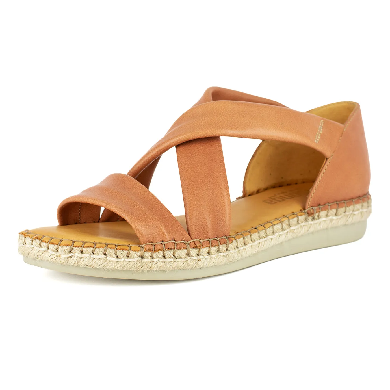 Ganandela : Ladies Leather Espadrille Sandal in Tan Vintage