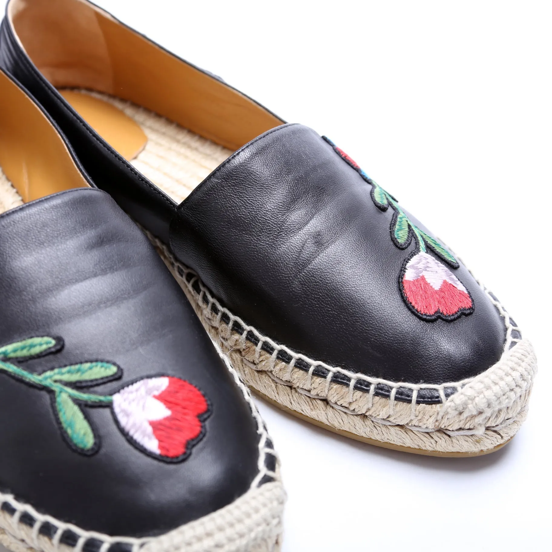 Gucci Flower Embroidered Espadrilles Size 39.5