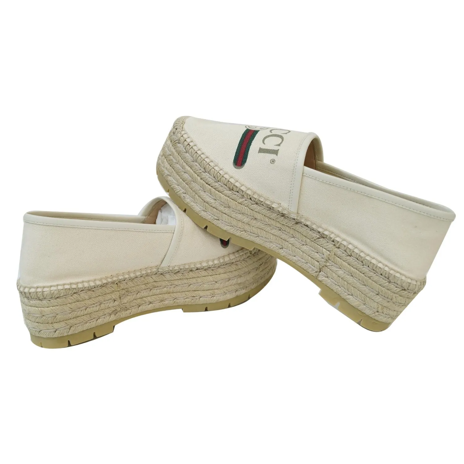 Gucci Logo Platform Canvas Espadrilles