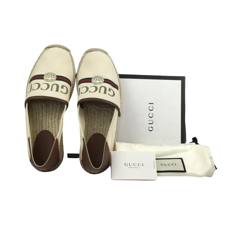 Gucci Men’s Espadrilles Shoes Print Logo Vintage Sz 9