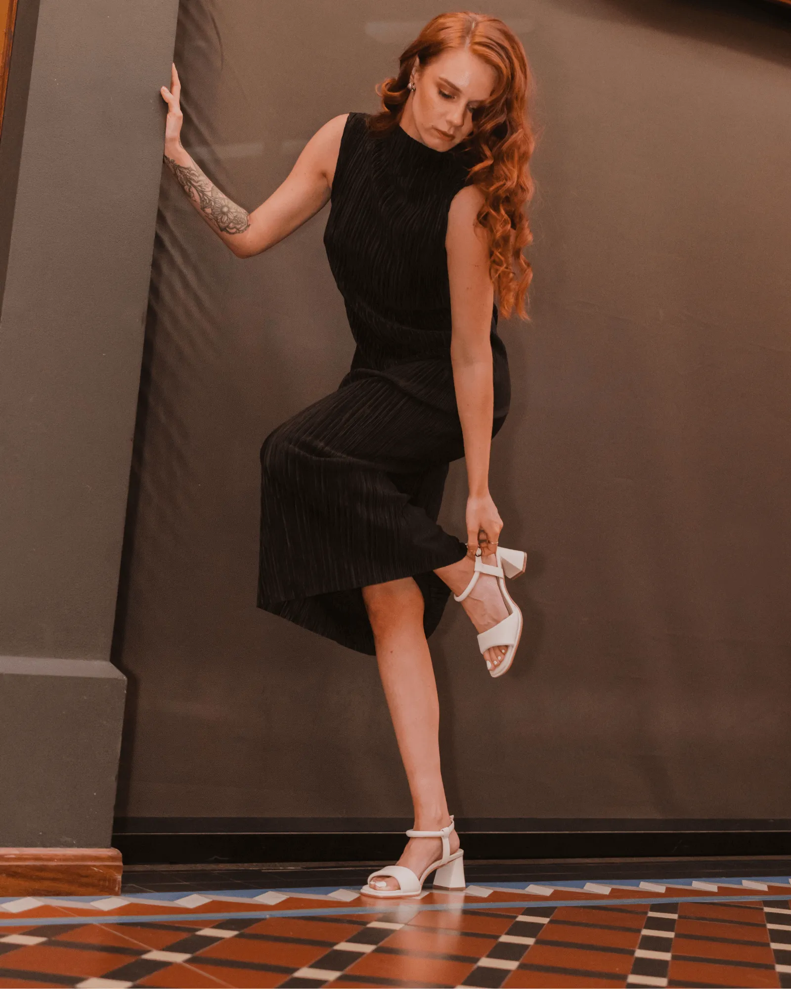 ICEBABY BLOCK HEELS ALMOND LEATHER