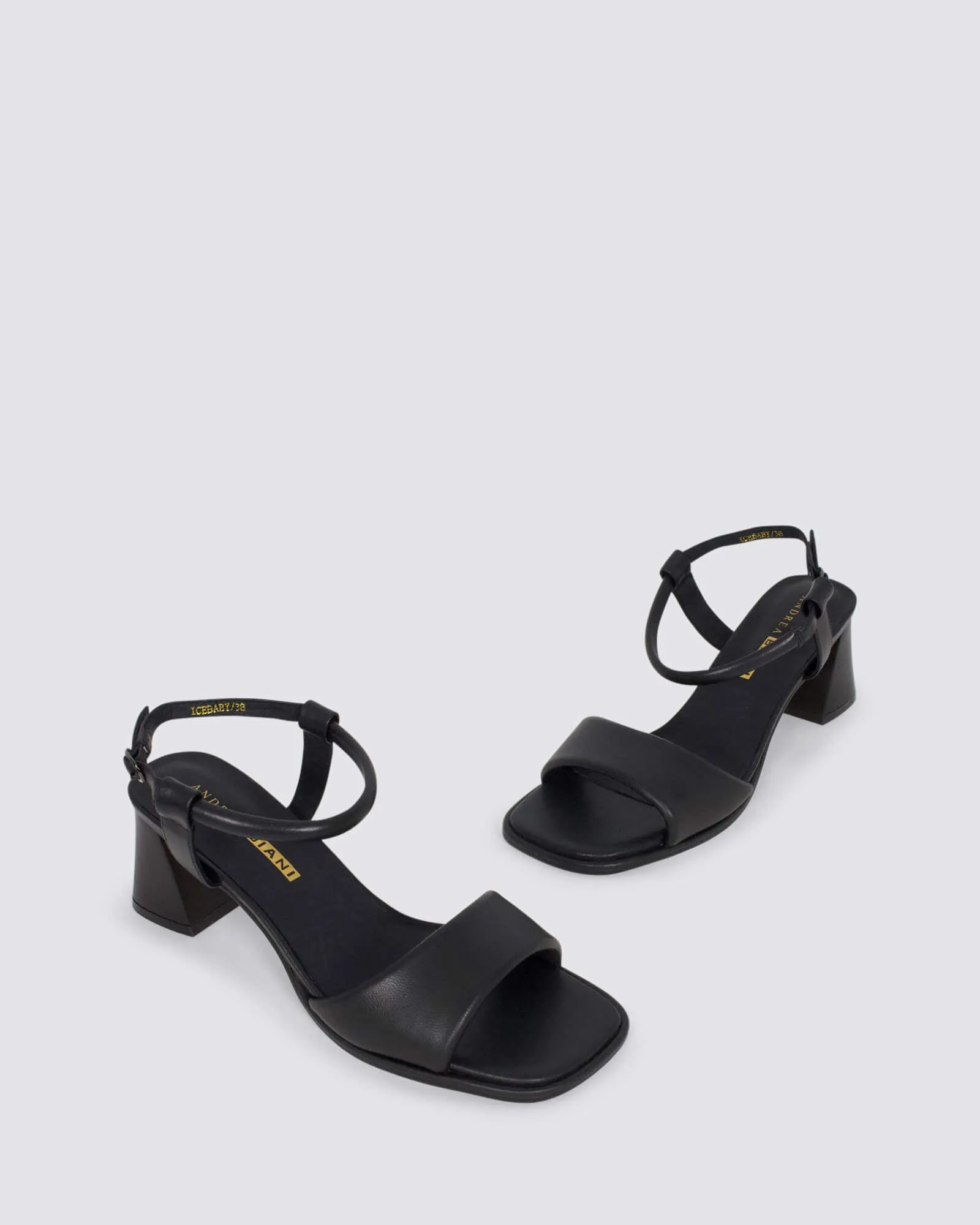 ICEBABY BLOCK HEELS BLACK LEATHER