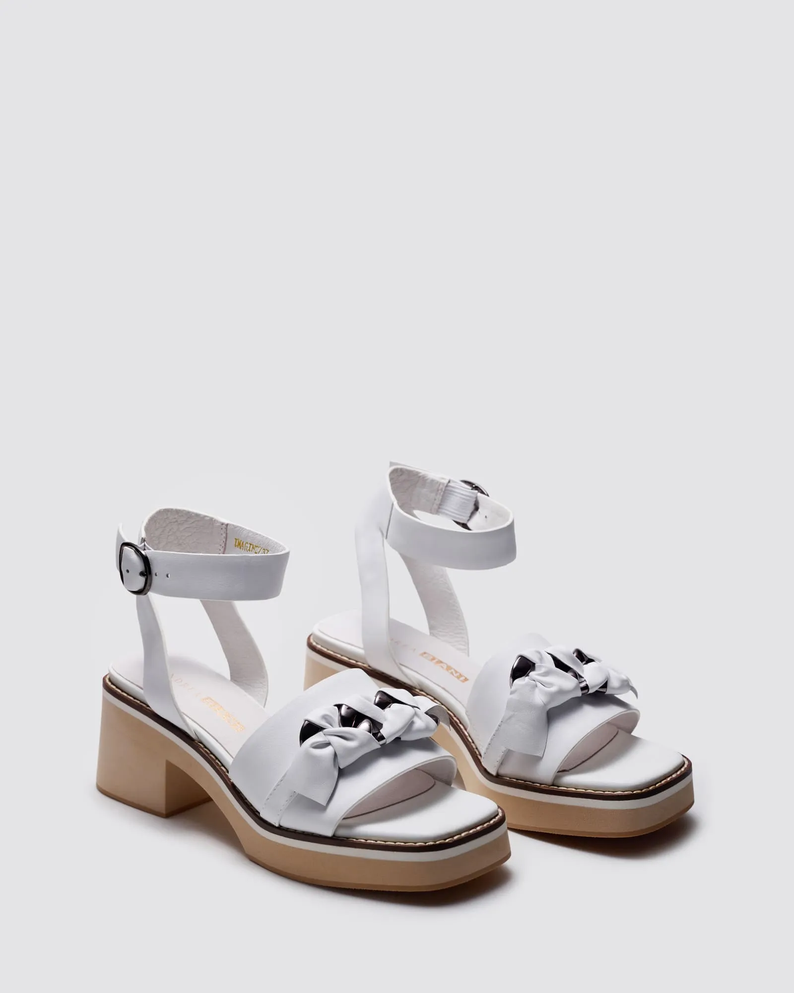 IMAGINE PLATFORM SANDALS WHITE LEATHER