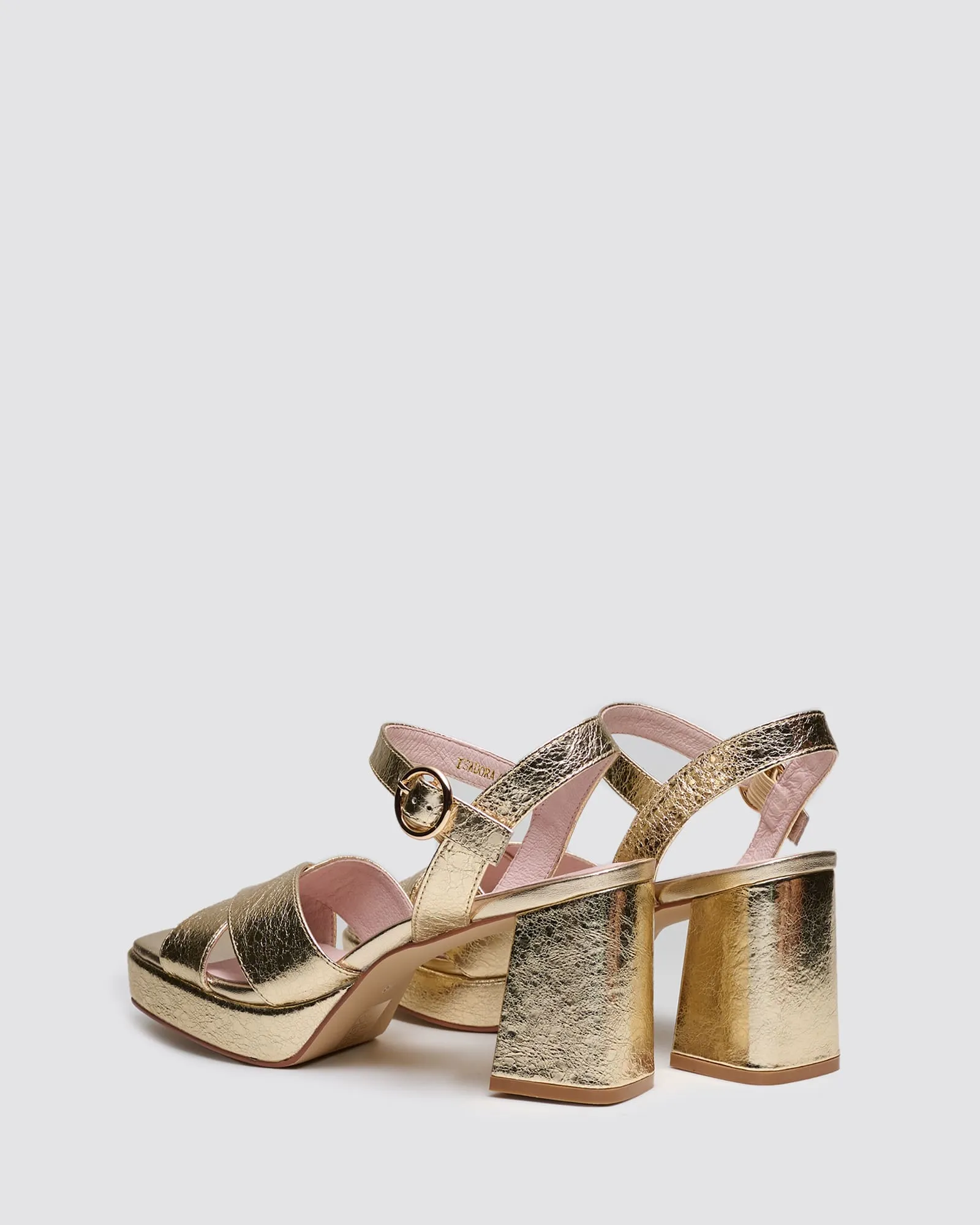 ISADORA PLATFORM HEELS GOLD CRACKLE LEATHER