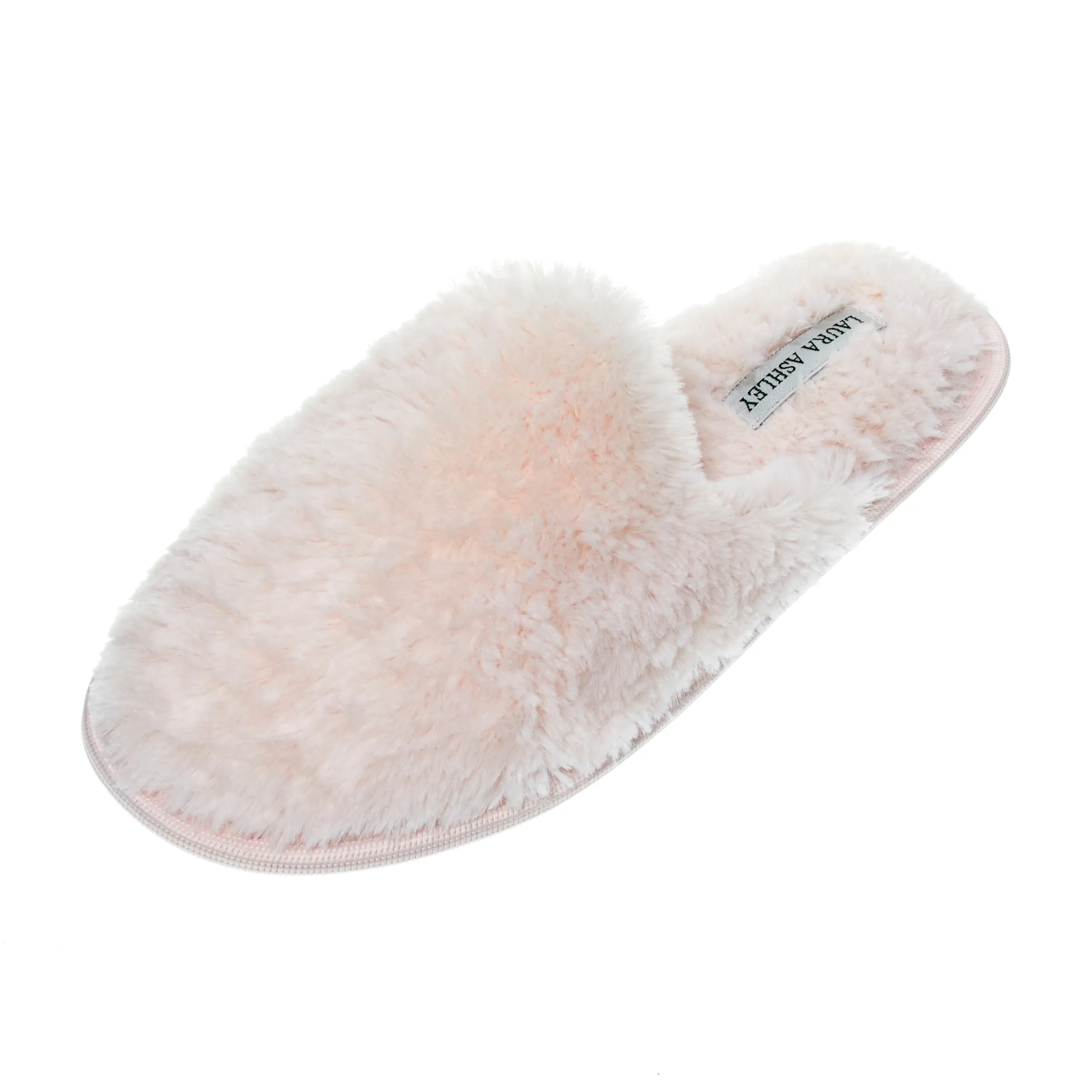 Laura Ashley Ladies All Over Plush W/Memory Foam Slippers