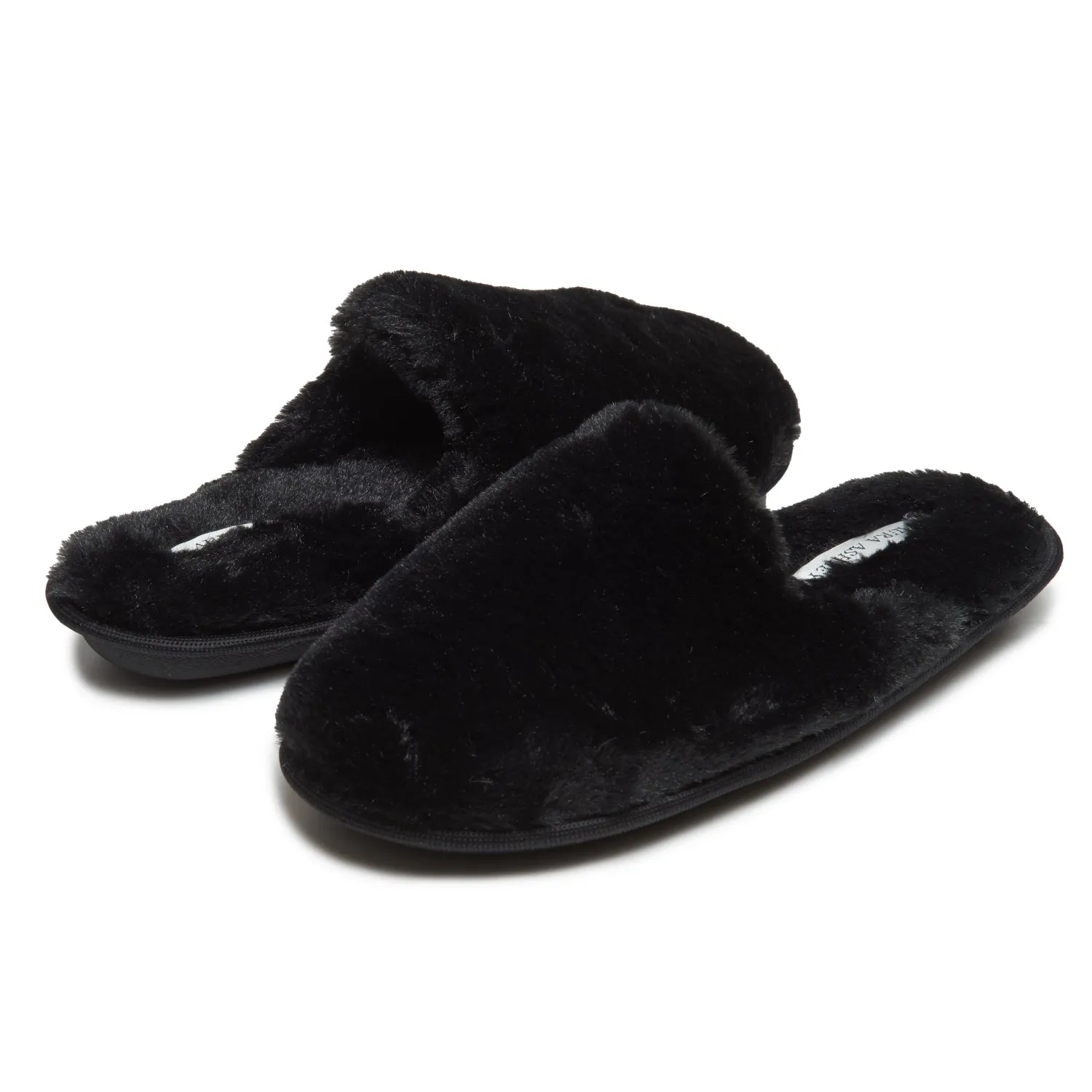 Laura Ashley Ladies All Over Plush W/Memory Foam Slippers