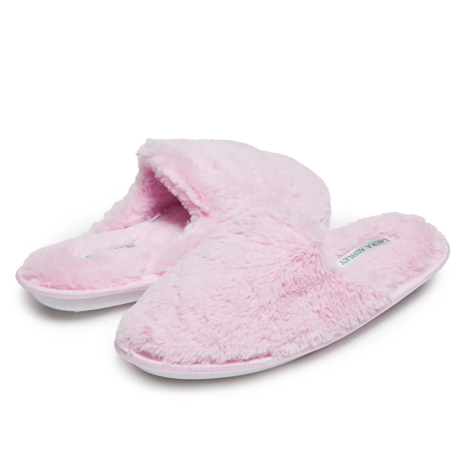 Laura Ashley Ladies All Over Plush W/Memory Foam Slippers