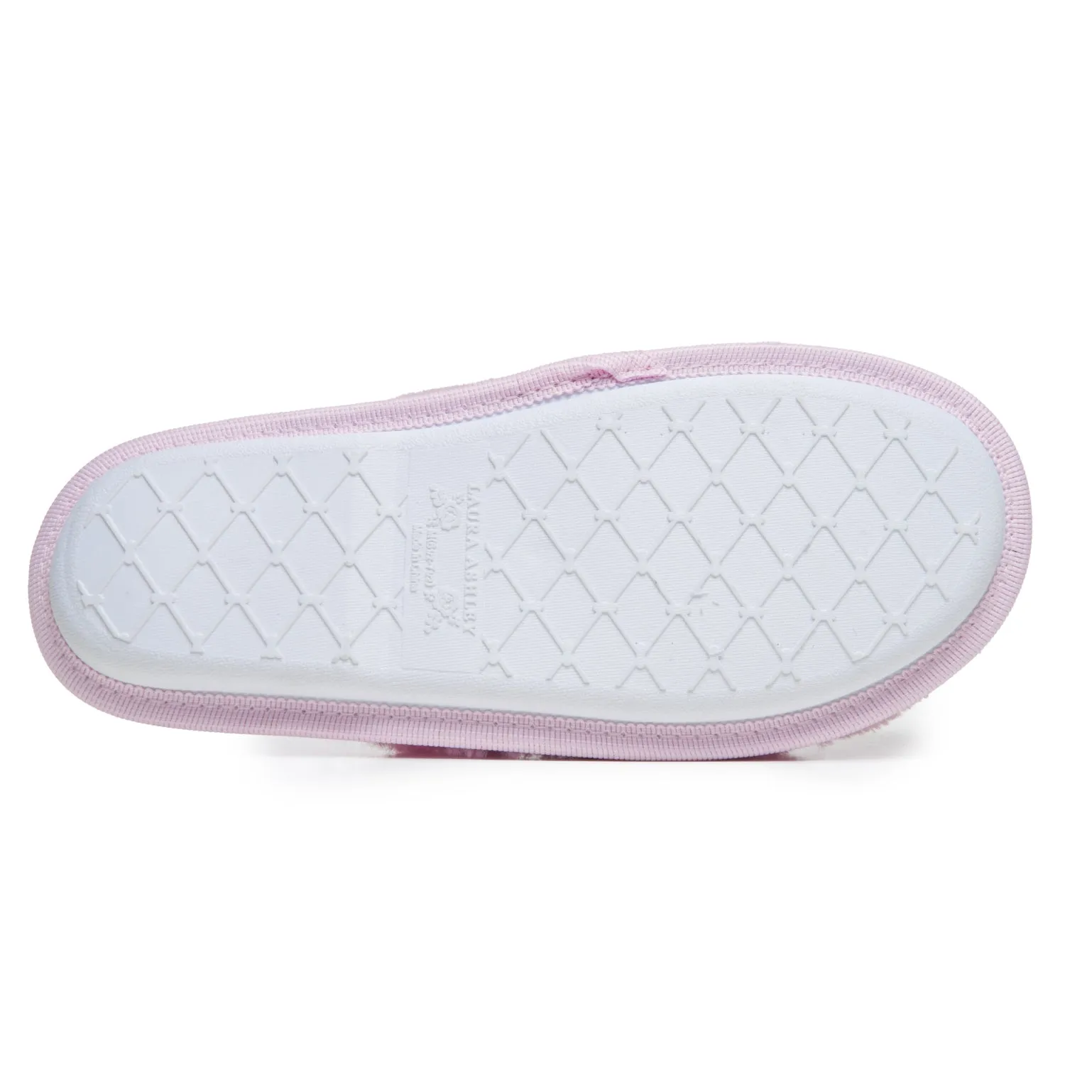 Laura Ashley Ladies All Over Plush W/Memory Foam Slippers