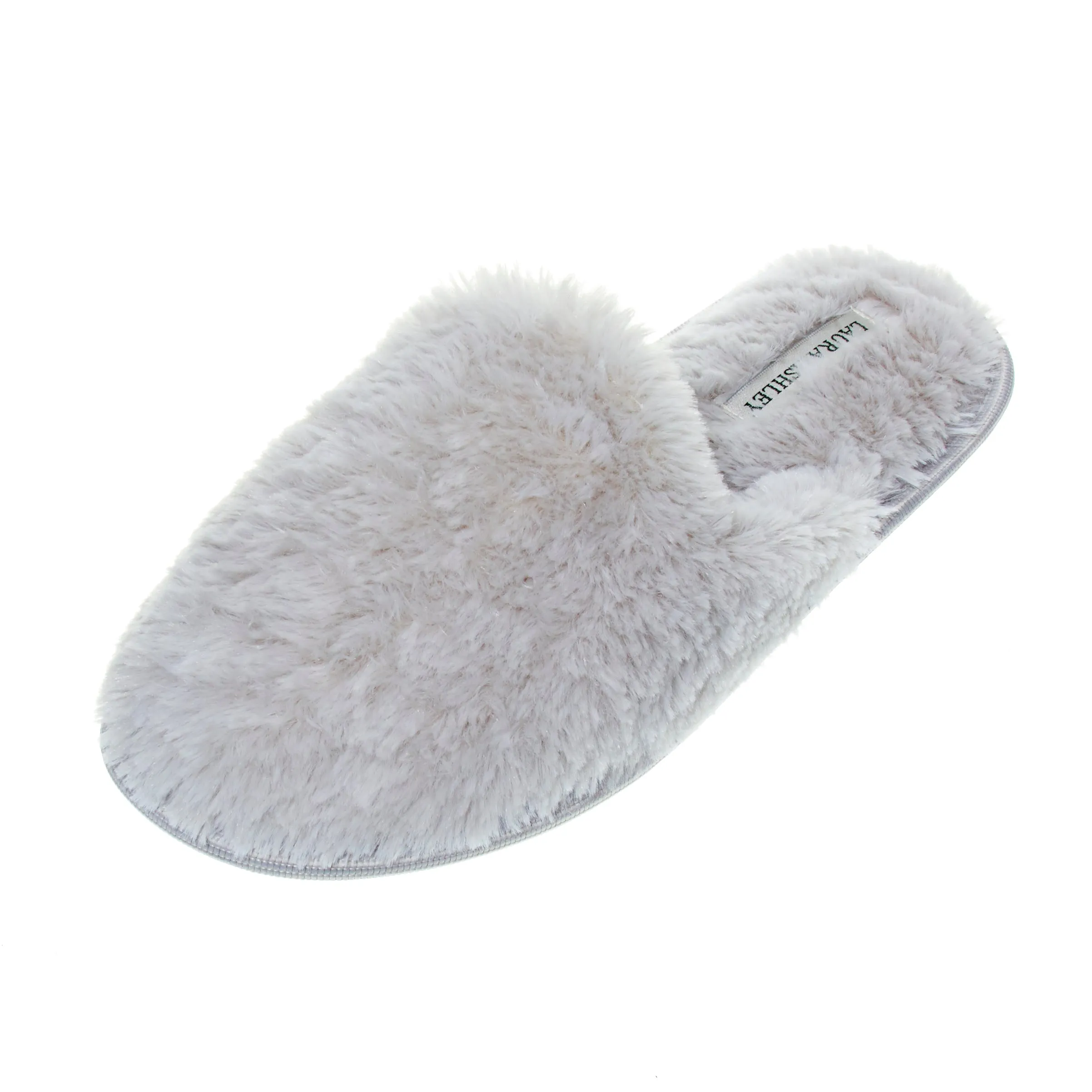 Laura Ashley Ladies All Over Plush W/Memory Foam Slippers