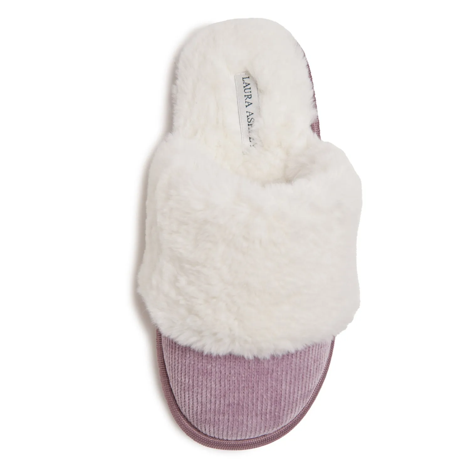 Laura Ashley Ladies Corduroy Scuff Slippers with Memory Foam, Indoor Outdoor Slip On Footwear for Ladies