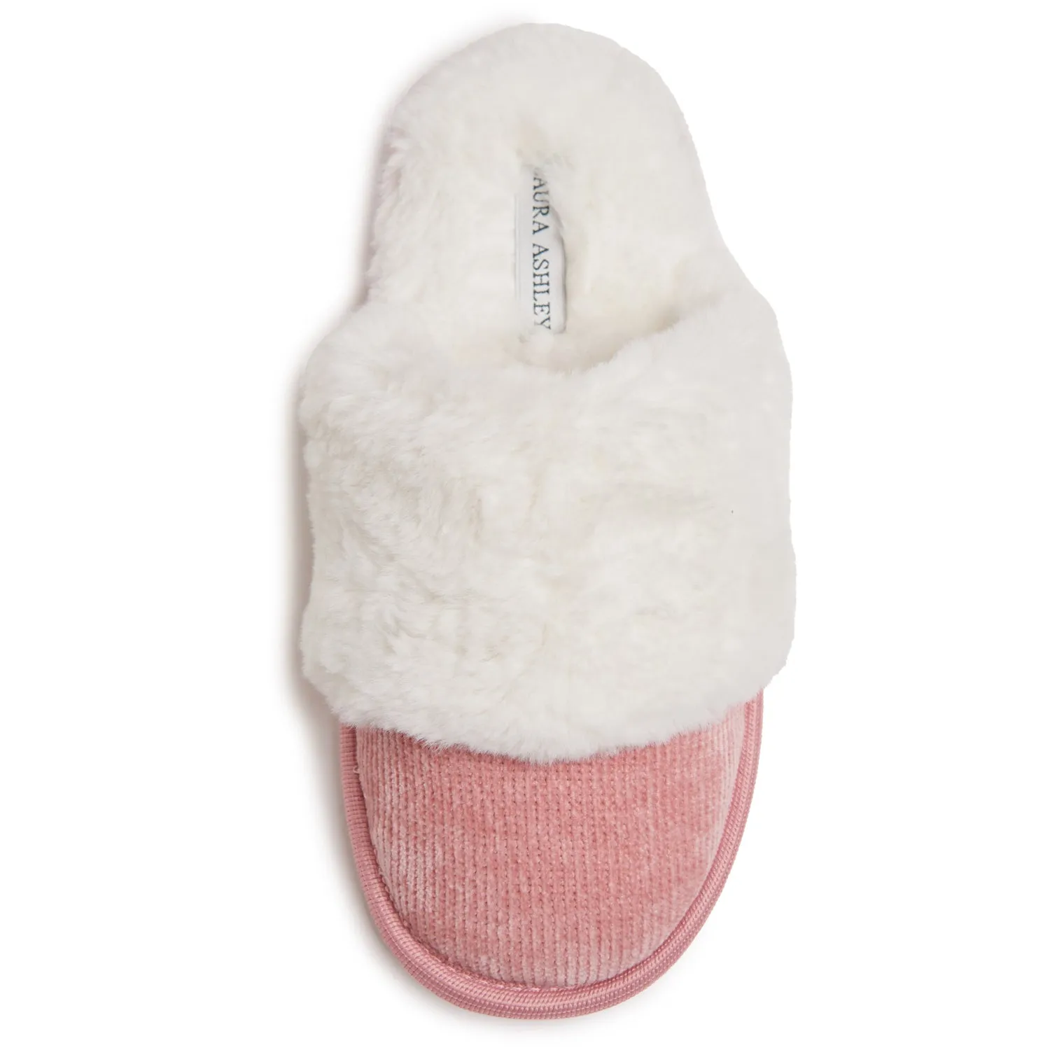 Laura Ashley Ladies Corduroy Scuff Slippers with Memory Foam, Indoor Outdoor Slip On Footwear for Ladies