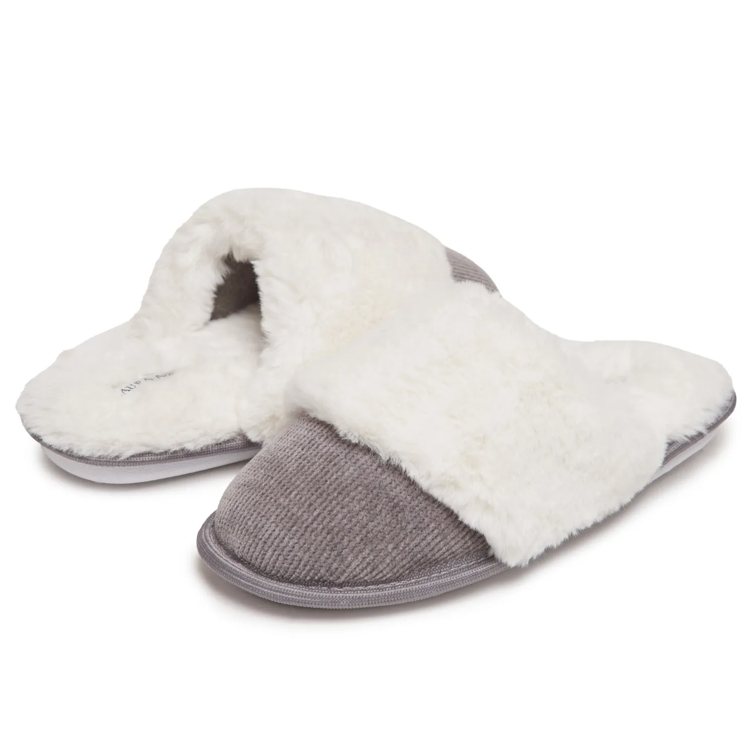 Laura Ashley Ladies Corduroy Scuff Slippers with Memory Foam, Indoor Outdoor Slip On Footwear for Ladies
