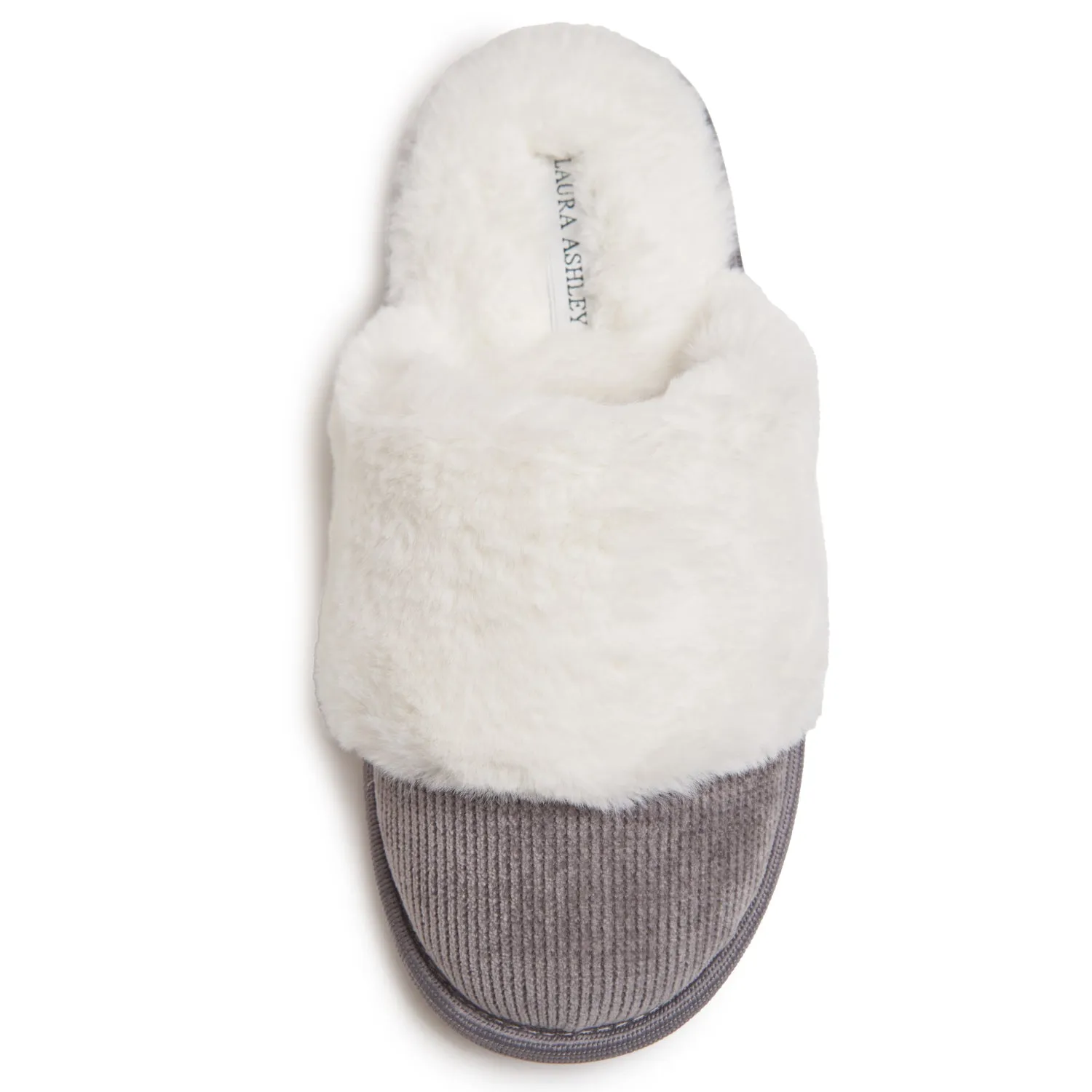 Laura Ashley Ladies Corduroy Scuff Slippers with Memory Foam, Indoor Outdoor Slip On Footwear for Ladies