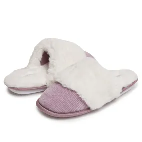 Laura Ashley Ladies Corduroy Scuff Slippers with Memory Foam, Indoor Outdoor Slip On Footwear for Ladies